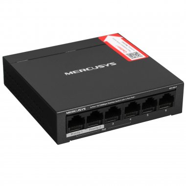 Фотография товара 'Mercusys MS106LP 6-Port 10/100 Mbps Desktop Switch with 4-Port PoE+ PORT'
