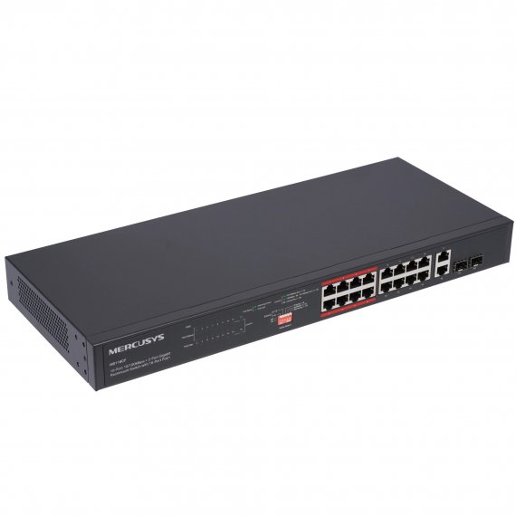 Фотография товара 'Mercusys MS118CP 16-портовый коммутатор 10/100 Мбит/с + 2 гигабитных порта'